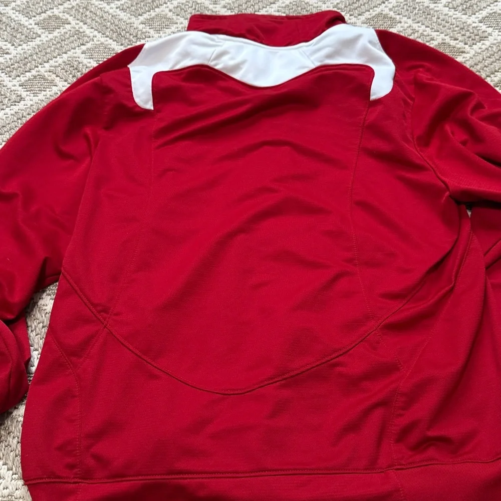 Adidas Red and White Track Jacket with Cal Logo